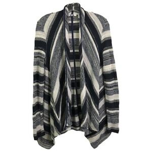 Three Dots Women's Cardigan Sweater Blue Striped Boho Open Front Cotton‎ Sz S